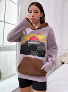 Lunelith SHEIN Lunessa Holiday Style Sun Printed Hoodie Pullover Fall Outfit