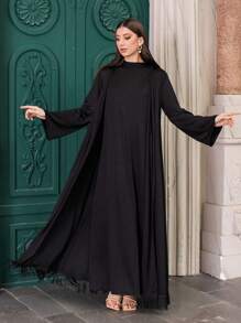 RueChic Fringe Detailed Kaftan - Black - View 4