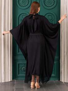 RueChic Fringe Detailed Kaftan - Black - View 2