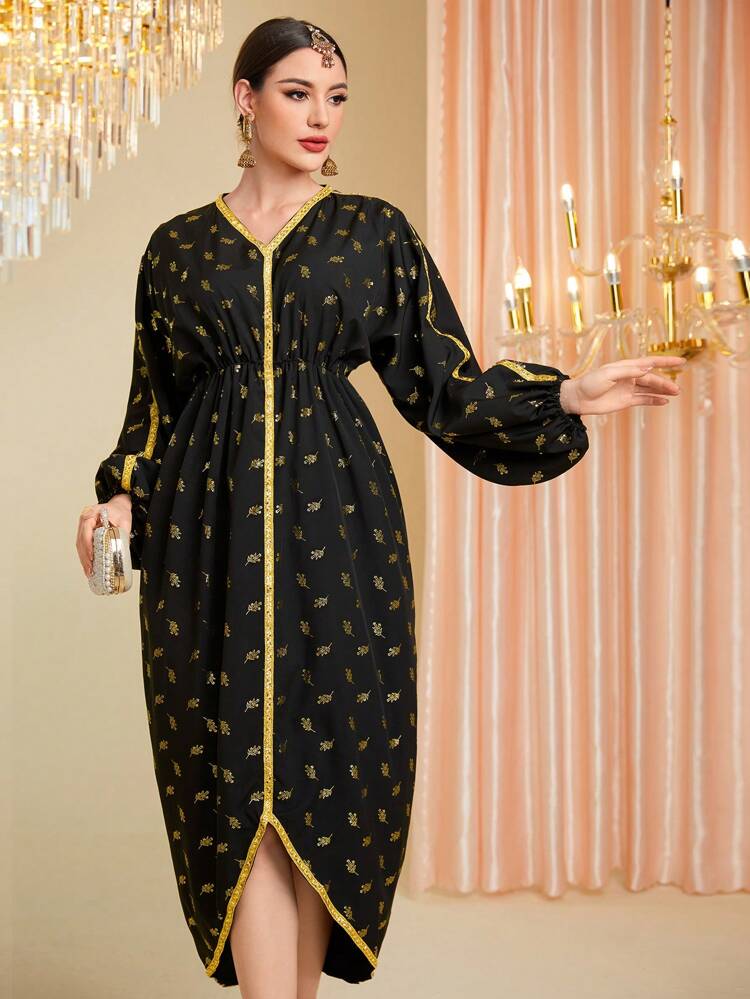 Women's Style Plant Printed Patchwork Strap Dress