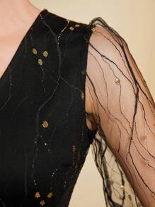 Divindia Women's Sheer Mesh Long Sleeve Cropped Cardigan Top Style Indian