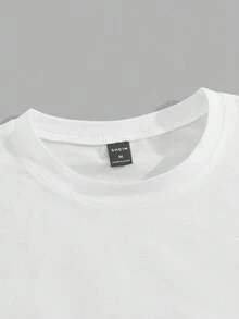 Manfinity EMRG Nam Lỏng lẻo phù hợp Vượt qua & In thư Áo thun - trắng - Xem 4