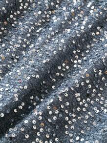 SHEIN Clasi Plus Size Women's Long Sleeve Sparkly Shirt - Grey - View 4