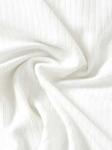 SHEIN Vintaside Kids Baby Girl's Letter Print Cap Sleeve Top With Ribbed Denim Shorts 2pcs Outfit Set