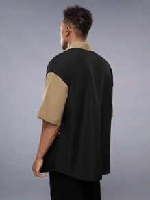 Manfinity VCAY Camisa Holgada Con Bloques De Color Y Estampado De Letras Para Hombre - Multicolor - Ver 2