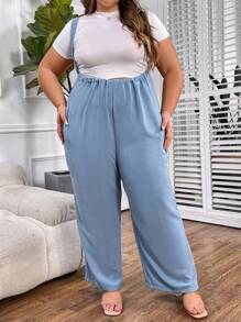 SHEIN CURVE+ Mono Camisola De Corte Holgado Para Mujer Talla Grande - Azul - Ver 1