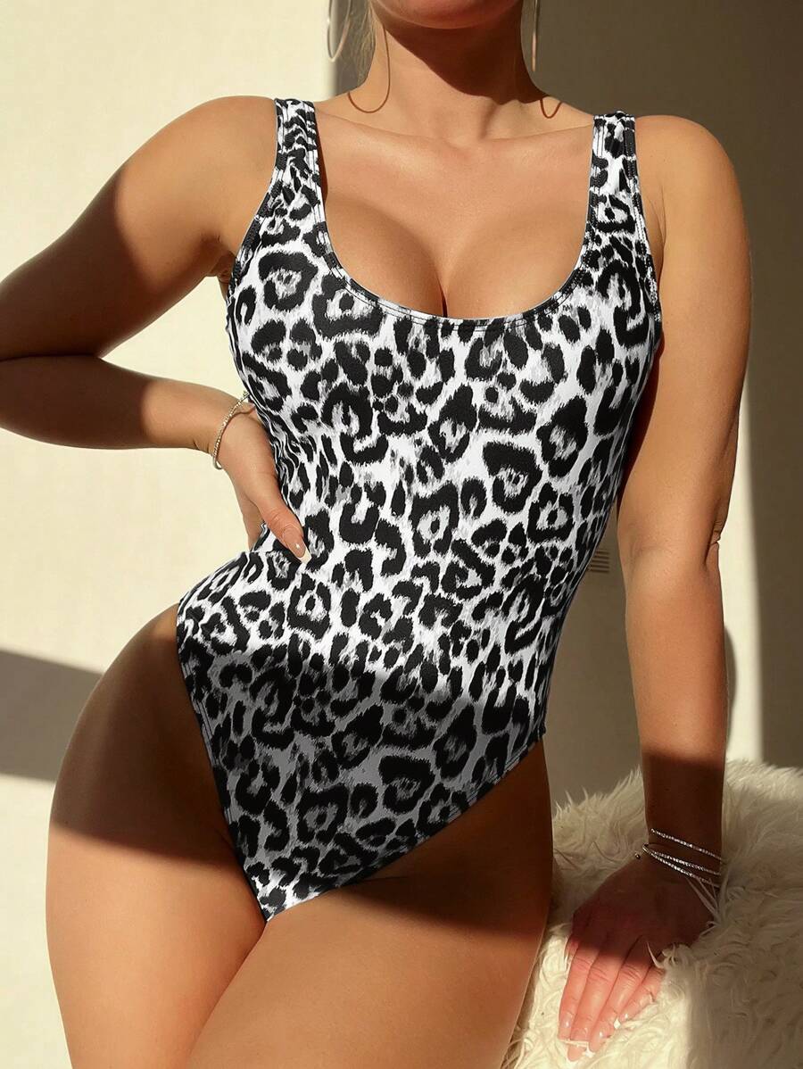 SHEIN Swim Quý cô Một miếng In hoa Báo Đồ bơi - Nhiều màu - Xem 1