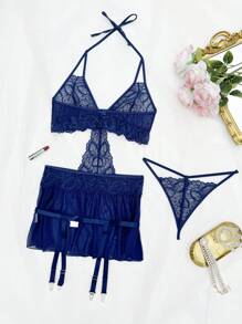 SHEIN 女士蕾丝内衣裙 - 寶藍色 - 查看 2