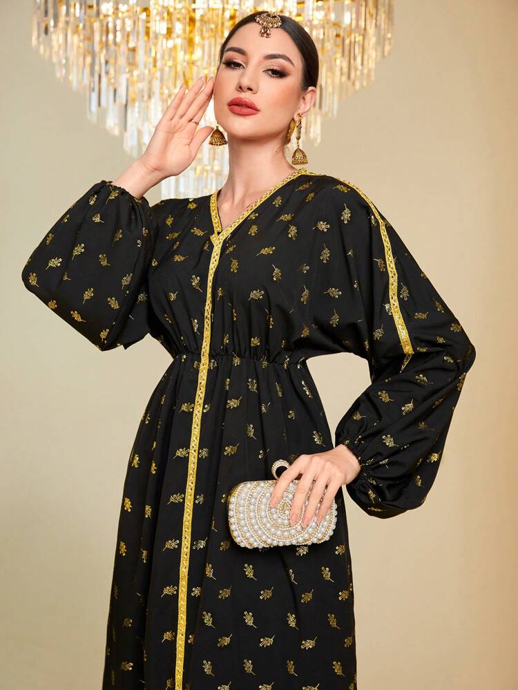 Women's Style Plant Printed Patchwork Strap Dress