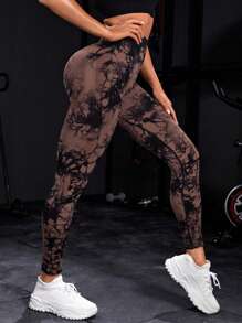 SHEIN Sport Studio Vrouwen Tie Dye Naadloos Hoge elasticiteit Sportlegging