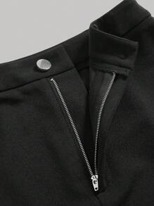 SHEIN MOD 3d花綴飾a字裙 - 黑色 - 查看 4