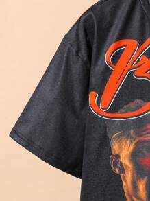 2入組少年男孩休閒街頭風格寬鬆印花短袖針織T恤和超巨牛仔紋織製褲子 - 彩色 - 查看 5