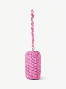 SHEIN SXY Bolso de hombro color rosa pálido versátil y de moda para damas - Rosa Fucsia - Ver 5