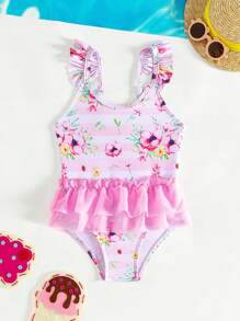 Đứa bé gái Áo tắm một mảnh Với Dễ thương Lưới Váy Thiết kế Cho mùa hè bờ biển Kỳ nghỉ - Nhiều màu - Xem 1