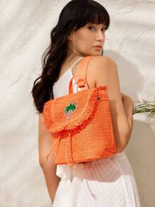 SHEIN VCAY Backpack, School Backpack - Orange - View 1