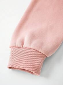 SHEIN EZwear 大尺碼女款字母印花圓領運動衫 - 淺粉色 - 查看 3