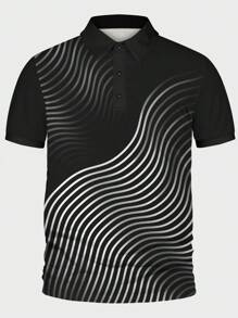 Manfinity Homme Nam Kích thước lớn Sọc Vá lại Áo polo - màu đen - Xem 1