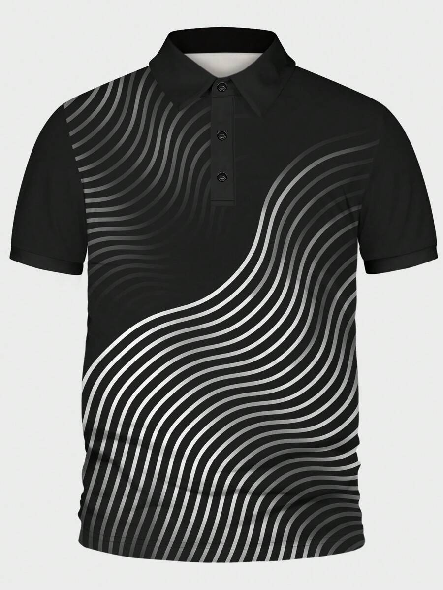 Manfinity Homme Nam Kích thước lớn Sọc Vá lại Áo polo - màu đen - Xem 1