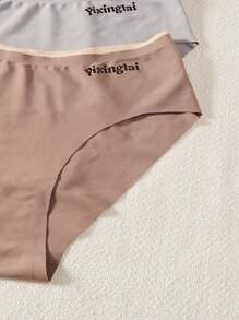 4pcs/Set Seamless Triangle Panties With Letter Print - Multicolor - View 4