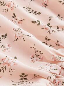 SHEIN MOD Váy xếp nếp buộc vai họa tiết hoa cho nữ - Hồng - Xem 3