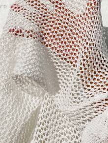 SHEIN Holidaya Kích thước lớn Của phụ nữ Xu hướng: Cắt giảm Bùng nổ Tay áo Quần skinny Mở Mặt trước Áo len Mở - trắng - Xem 5