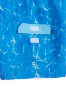 Manfinity KASUA Men's Drawstring Letter Print Mesh Beach Shorts - Blue - View 3