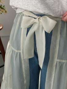 FRIFUL 女士自綁帶腰部荷葉邊裙子 - 米色 - 查看 7