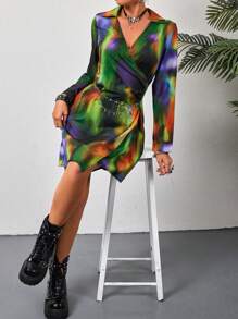 Chiquease Ladies' Tie Dye Long Sleeve Dress - Multicolor - View 5