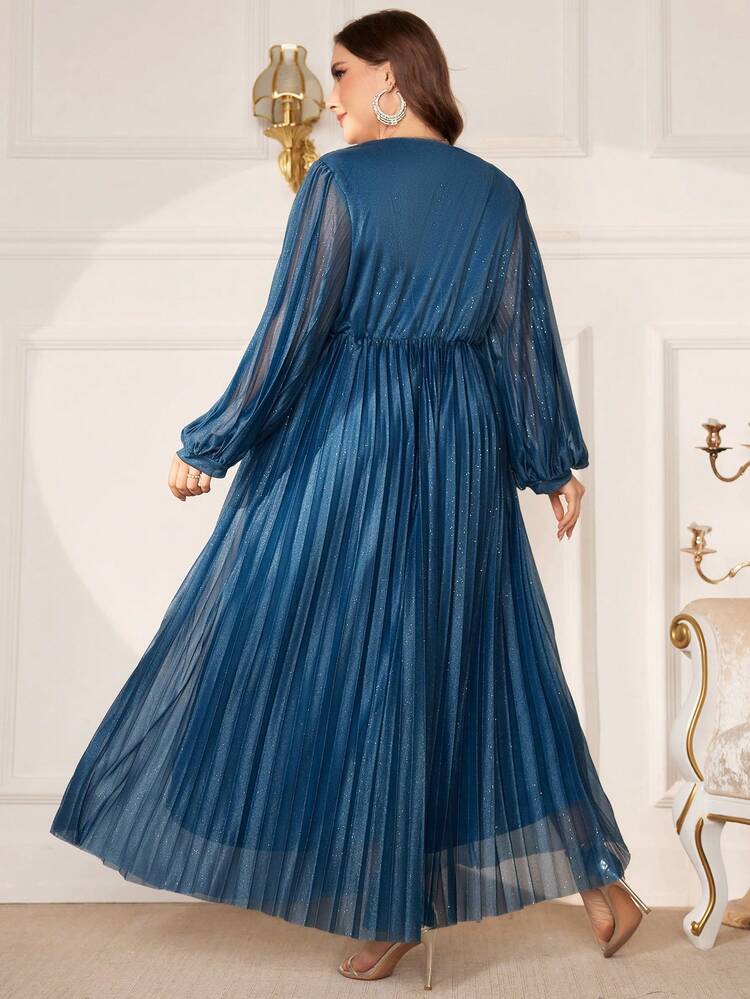 Plus Size Women's Sparkling Lantern Sleeve Dress Long Evening Dresses Fall Cloth For Women