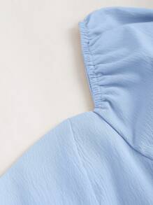 Sweetra Women's Sweetheart Neckline & Ruffled Long Sleeve Dress - Blue - View 3