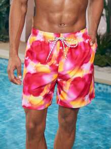 Surfspeed Pantalones Cortos De Playa Con Cintura Ajustable Con Cordón Y Estampado De Degradado Para Hombres - Multicolor - Ver 3