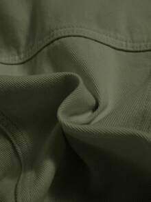 SHEIN Young Boys' Distressed Button Front Denim Jacket - Army Green - View 6