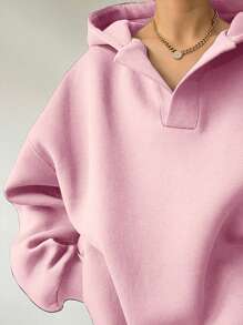 INAWLY Women's Hooded Sweatshirt With Drop Shoulder Sleeve