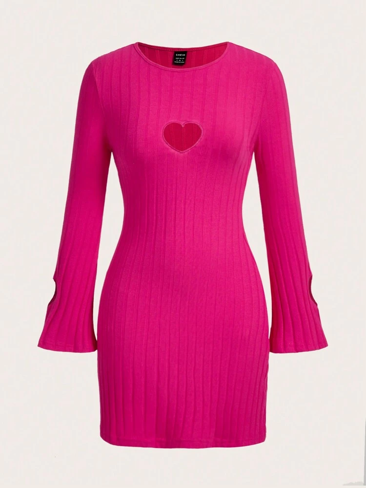 Women's Heart Cut Out Ribbed Dress