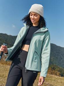 In My Nature سترة نسائية بطول الكم الطويل ولون سادة مع غطاء رأس ومقاس عادي للارتداء الخارجي