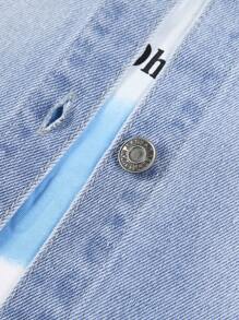 Tween Boys' Short Sleeve Denim Top With Water Washed Effect And Letter Embroidery, Spring/Summer - Medium Wash - View 8