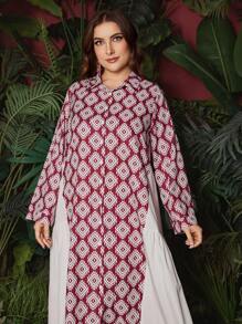 Al Najma Plus Size Women's All Over Print A-Line Arabian Dress