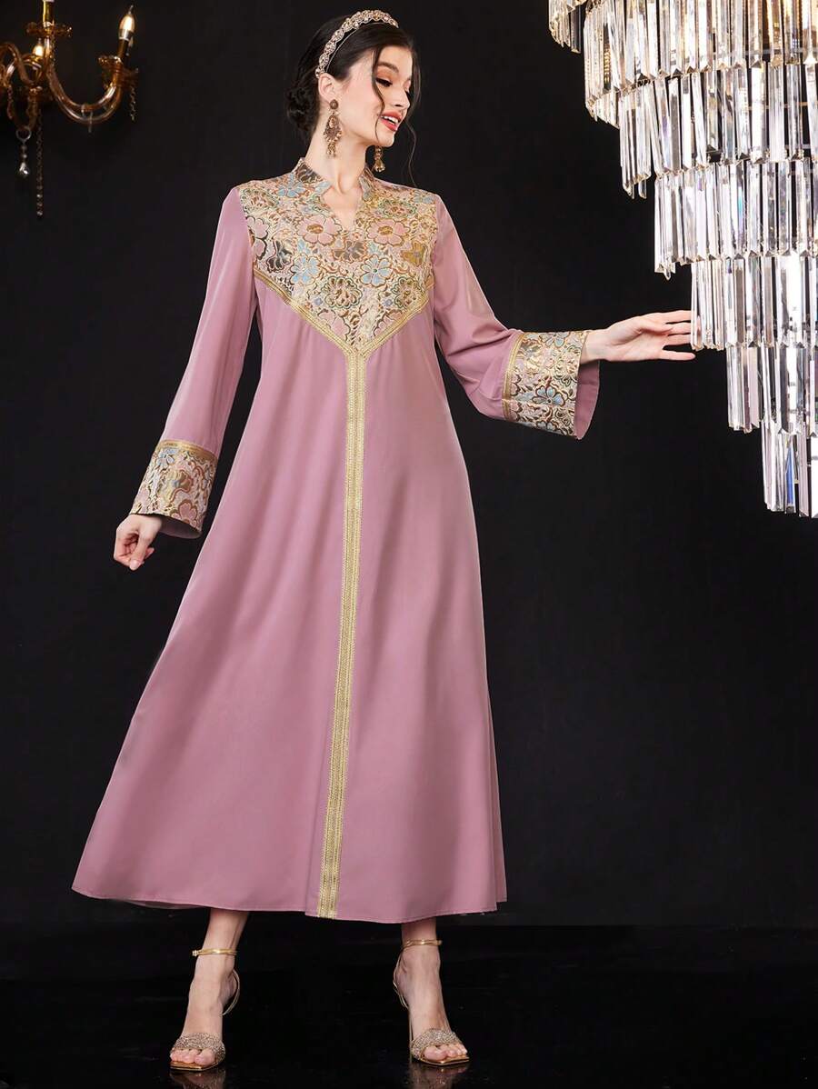 Al Najma 鋸齒狀領長袖連衣裙 - 粉色 - 查看 1