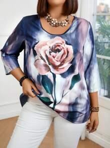 EMERY ROSE 大尺碼染色印花襯衫 - 彩色 - 查看 1