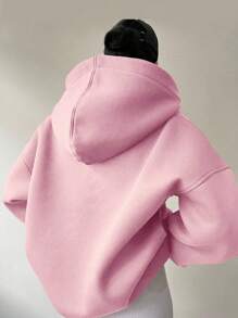 INAWLY Women's Hooded Sweatshirt With Drop Shoulder Sleeve