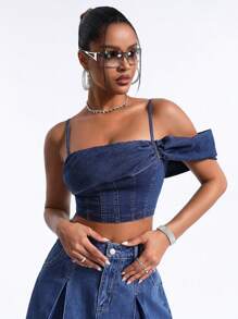 SHEIN BAE Denim Camisole Top - Blue - View 3