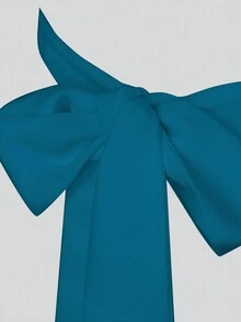 SHEIN BAE 女士光面束領背心上衣,低背設計 - 水鴨藍 - 查看 3