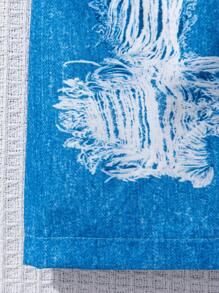 SHEIN Young Girl's Four-Piece Set With Denim Effect: Knitted White Tank Top, Hat, Vest, Shorts