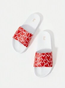 SheIn VCAY Women's Heart Pattern Slippers For Casual Beach Style - Multicolor - View 1