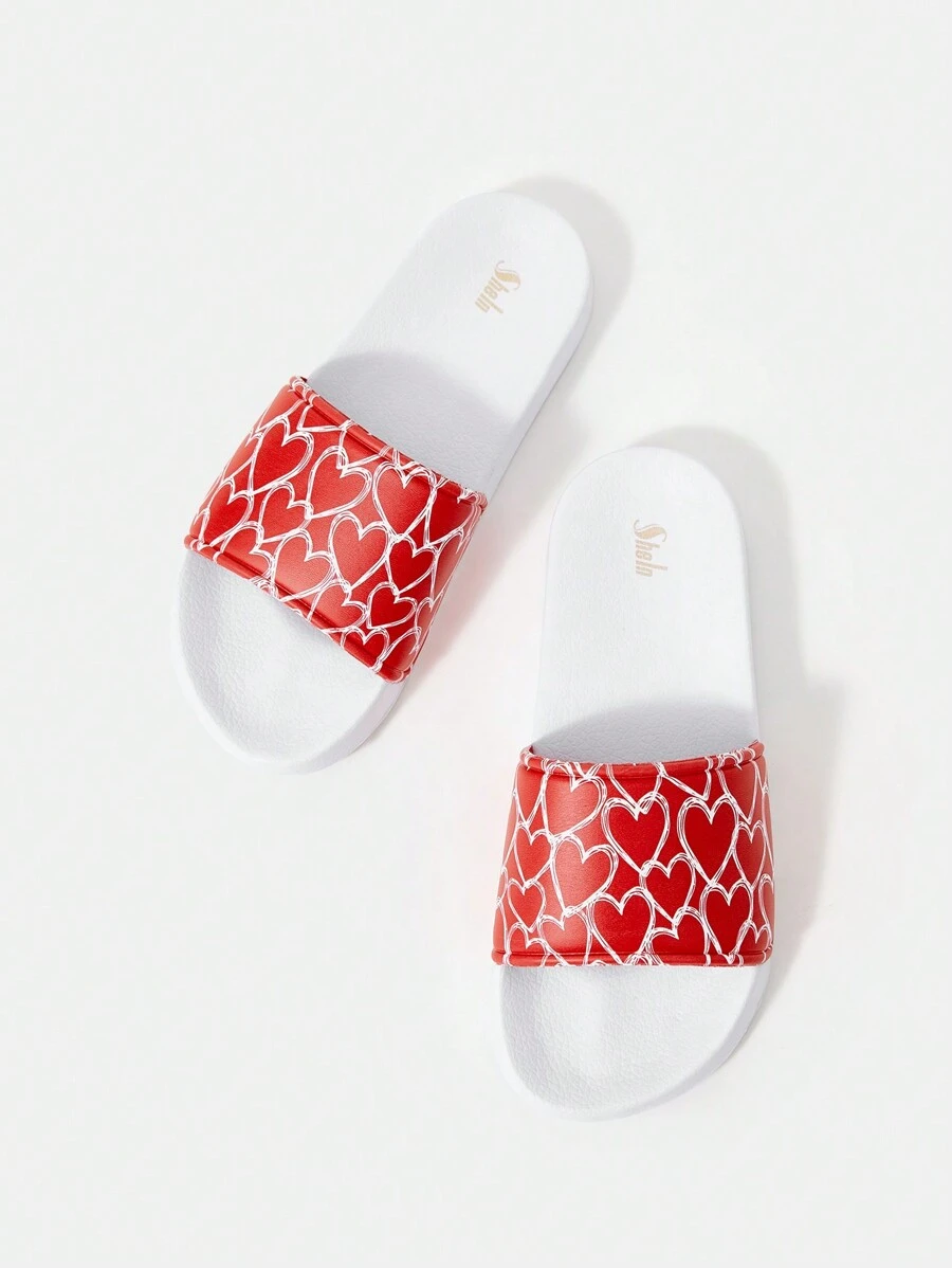 SheIn VCAY Women's Heart Pattern Slippers For Casual Beach Style - Multicolor - View 1