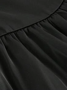 SHEIN MOD Đầm cổ tròn buộc vai cho nữ - màu đen - Xem 4