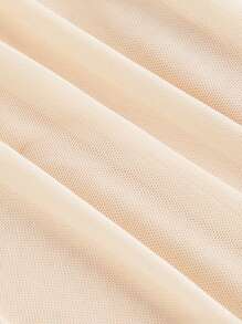 SHEIN MOD 纯色褶皱方领吊带背心 - 杏色 - 查看 4