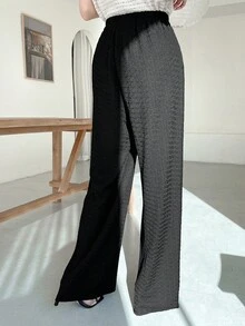 Dazy Designer Của phụ nữ Lỏng lẻo Textured Rộng chân Quần - màu đen - Xem 2