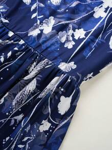 SHEIN LUNE 花卉印花女裝連衣裙 - 藏蓝色 - 查看 5