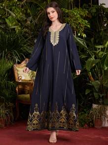 Al Najma 女士金色印花編織帶拼接裙